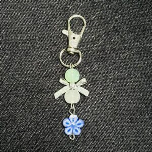 Frosted Flower Bow Keyring