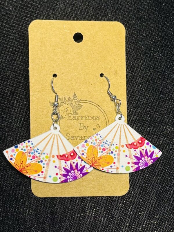 Colourful Fan Hook Earrings - Image 2