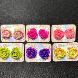 Large Dyed Rose Studs