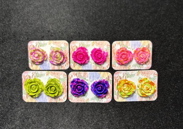 Large Dyed Rose Studs
